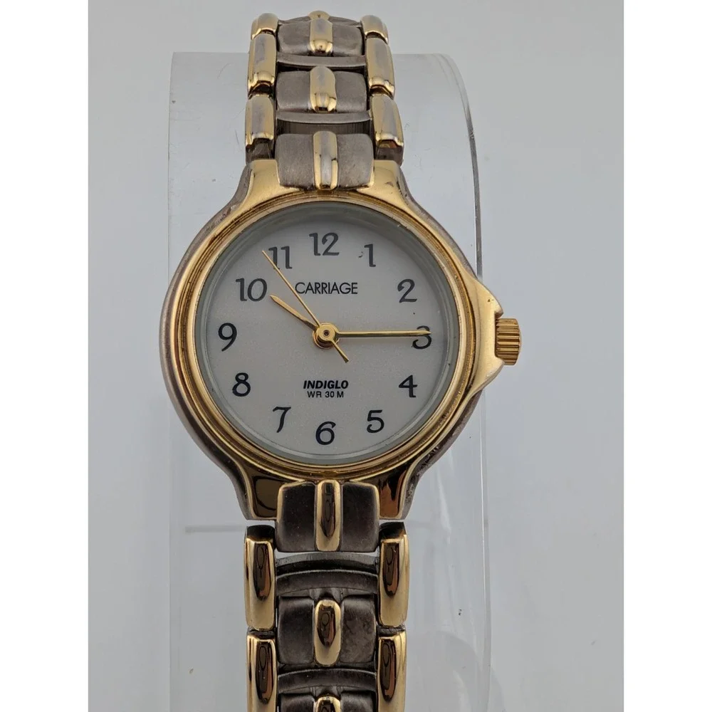 Timex Carriage Indiglo Watch Women 24mm Case Two Tone 6.5
